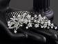 Silver Floral Stamen Simulated Pearl Bridal Hair Comb