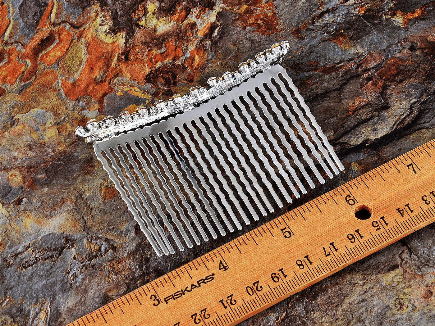 Silver Floral Stamen Simulated Pearl Bridal Hair Comb