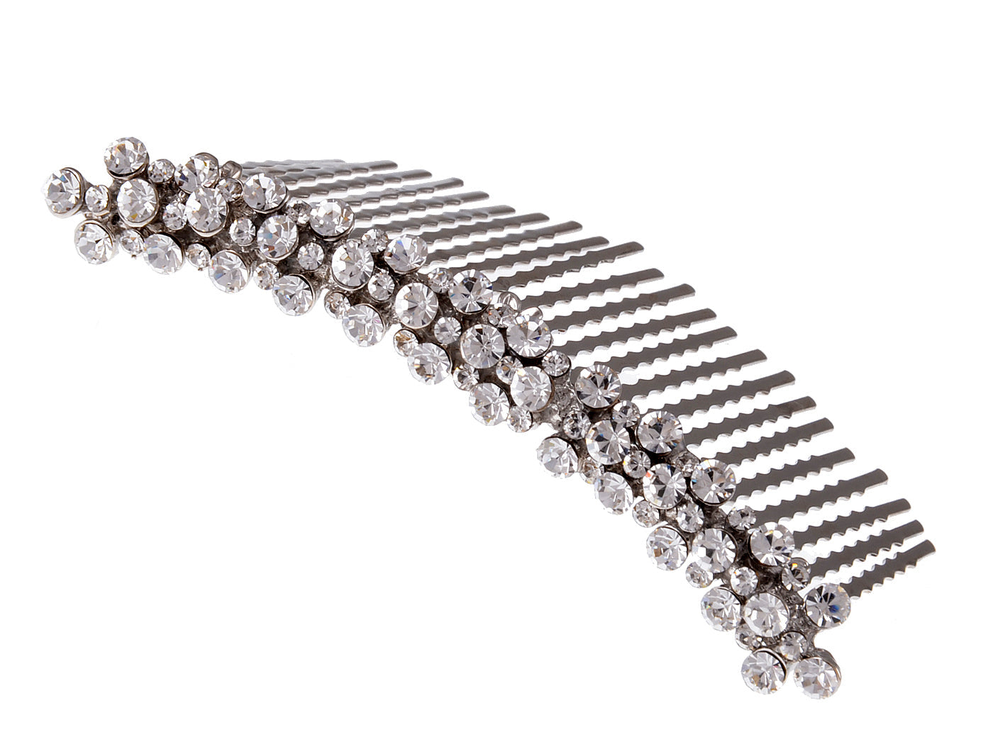 Silver Floral Stamen Simulated Pearl Bridal Hair Comb