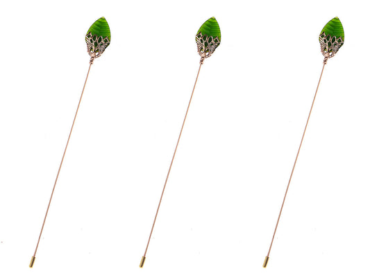 Women's Hat Pin Golden Retro Hollow Out Design Inlaid with Synthetic Emerald stone Stick Pin/Suit Pin for Men/Women