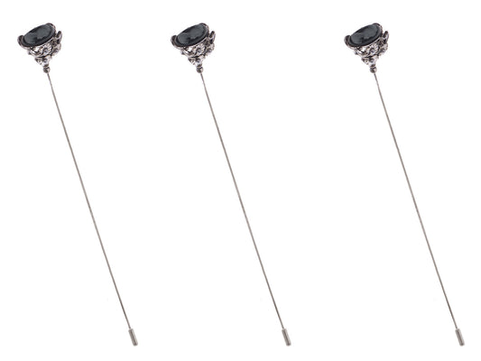 Retro Silver Hat Pin Hollow-out Design Long Stick Pin Vintage Style Fashion Accessories