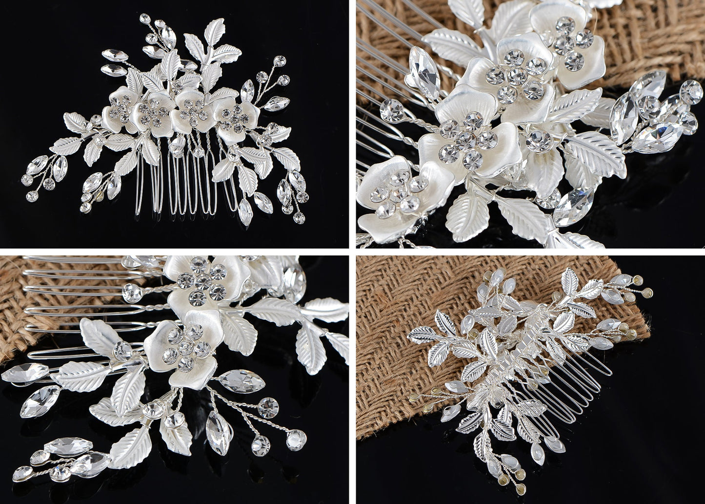 Alilang Flowers Crystal Hair Comb Bridal Hair Pieces Retro Hair Clips Wedding Hair Accessories