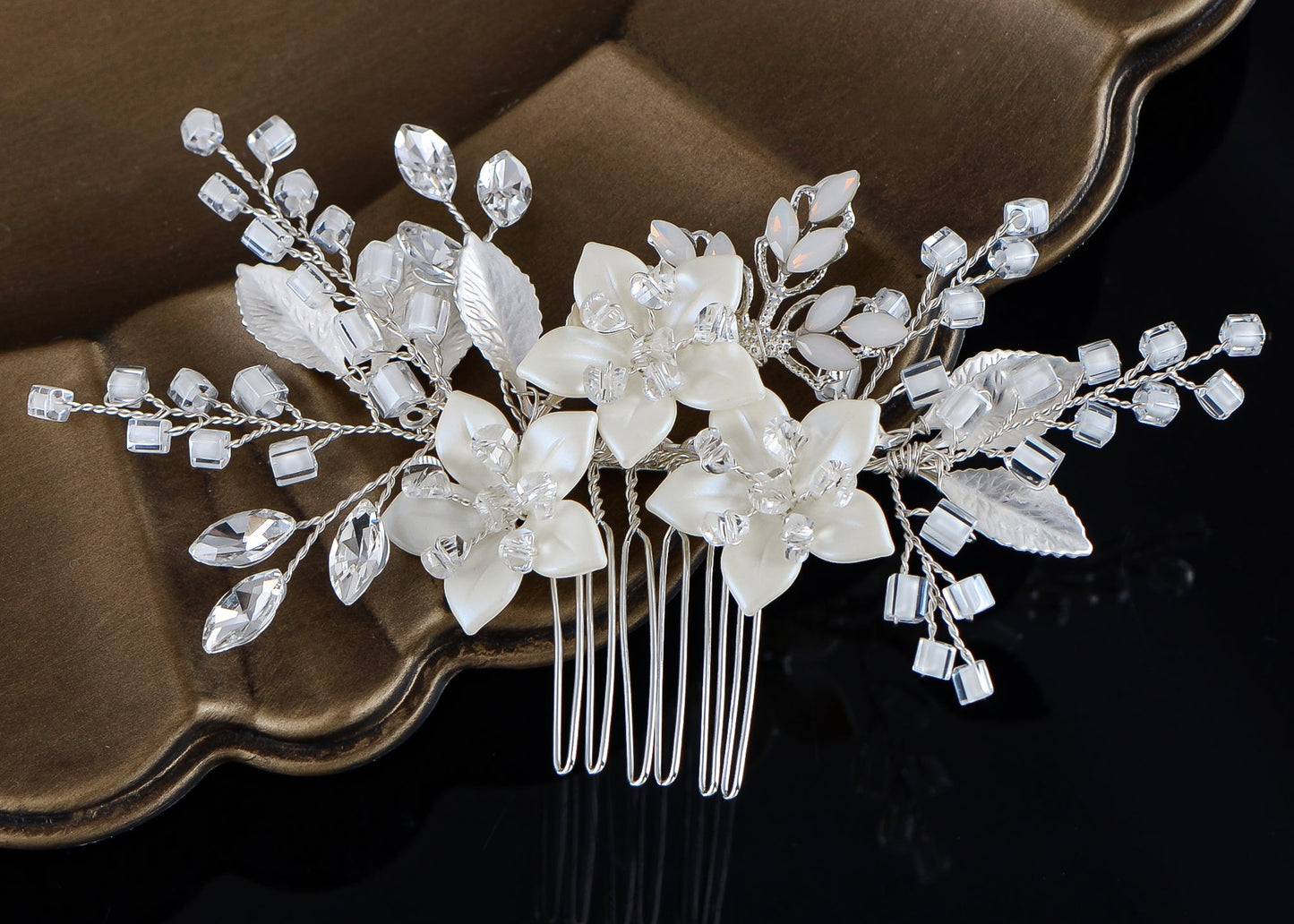 Alilang Flowers Crystal Hair Comb Bridal Hair Pieces Retro Hair Clips Wedding Hair Accessories