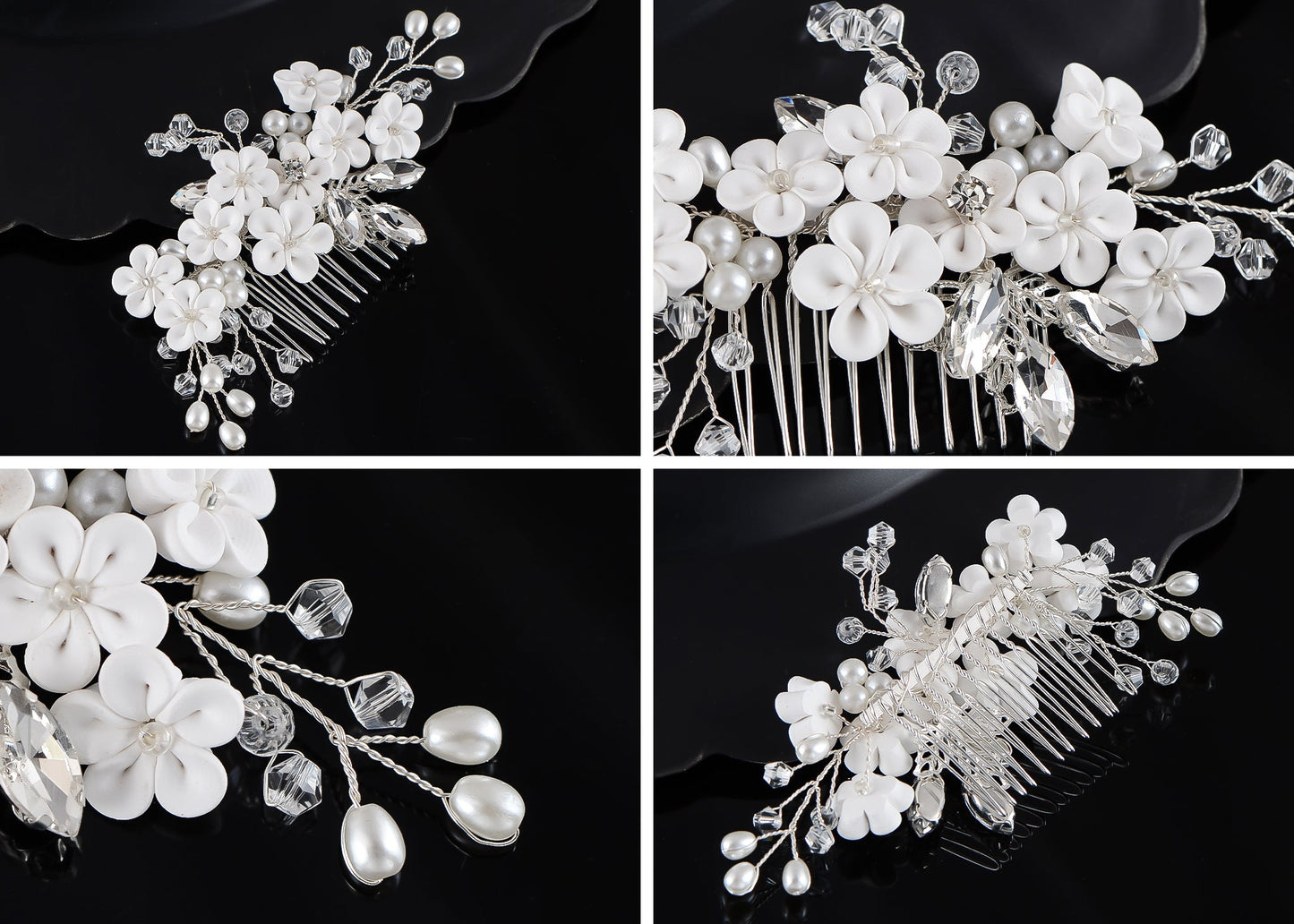 Alilang Flowers Crystal Hair Comb Bridal Hair Pieces Retro Hair Clips Wedding Hair Accessories