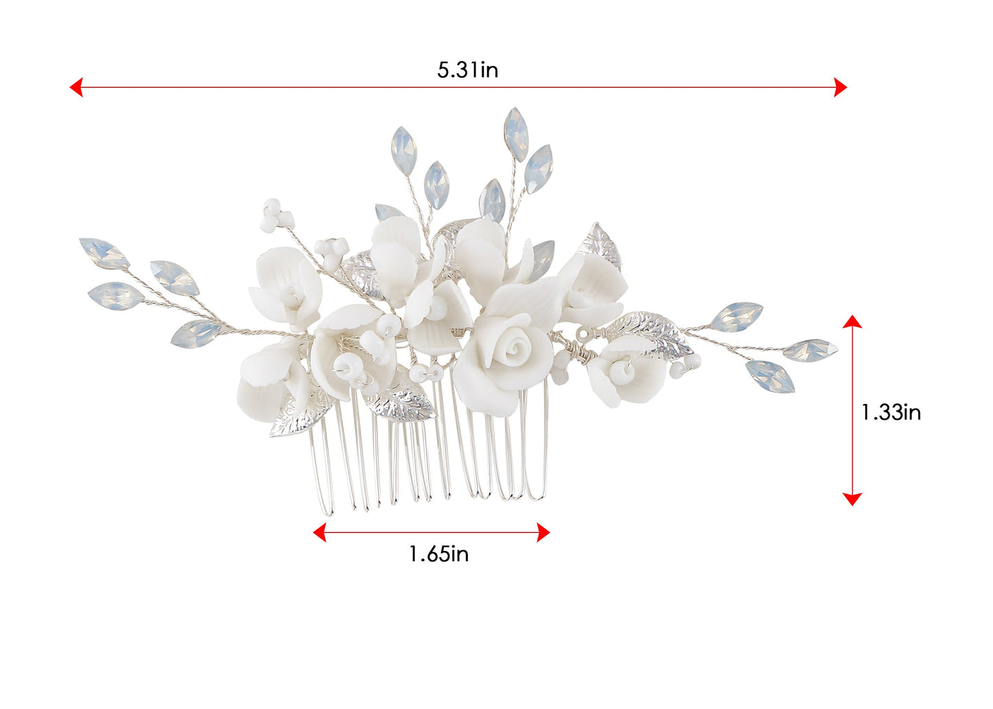 Alilang Bridal Headwear White Flower Faux Pearl Hair Ornament Crystal Rhinestone Hair Comb