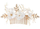 Alilang Bridal Headwear White Flower Faux Pearl Hair Ornament Crystal Rhinestone Hair Comb