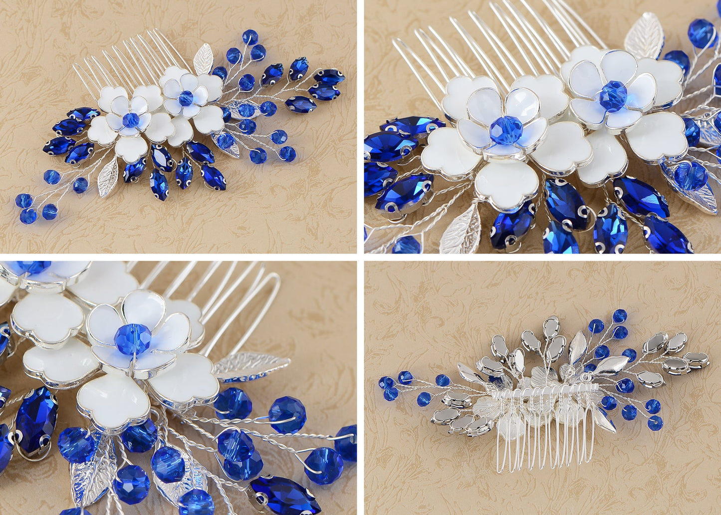 Alilang Flower Hair Comb for Women and Girls Wedding Bridal Crystal Hair Piece Hair Accessories