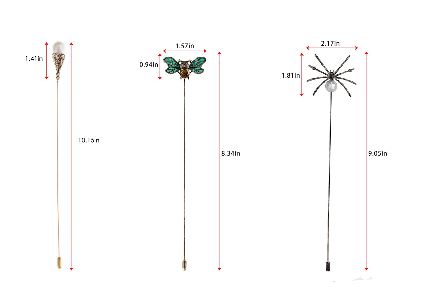 Alilang Women's Flower Crystal Rhinestone Hat Pin - Long Handle Halloween Insect Spider Jewelry Set Starfish Bee Lapel Stick Pack of 2/3/6