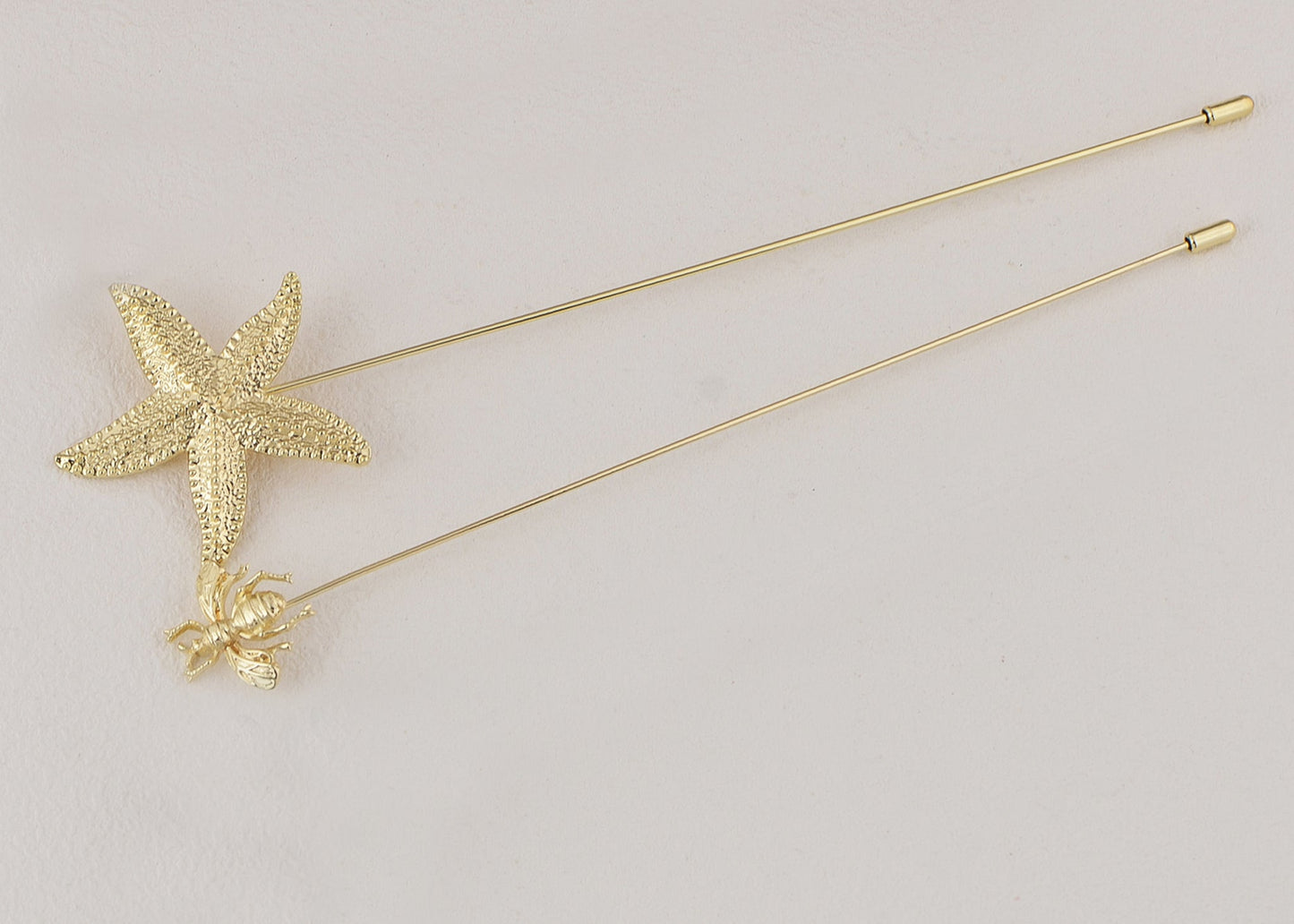 Alilang Women's Gold Tone Starfish, Honey Bee, Silver Star, and Insect Crystal Rhinestone Hatpins Jewelry Set Lapel Stick Pack of 1/3/4/6