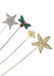 Alilang Women's Gold Tone Starfish, Honey Bee, Silver Star, and Insect Crystal Rhinestone Hatpins Jewelry Set Lapel Stick Pack of 1/3/4/6