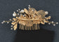 Alilang Bridal Wedding Flower Leaves Pearl Butterfly Headpiece Crystal Rhinestone Hair Accessory Hair Side Comb For Women