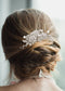 Alilang Bridal Wedding Flower Leaves Pearl Butterfly Headpiece Crystal Rhinestone Hair Accessory Hair Side Comb For Women