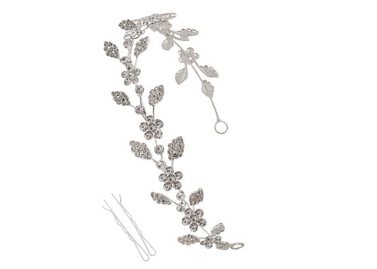 Alilang Silvery Bridal Wedding Flower Leaf Twigs Zircon Crystal Rhinestone Hair Vine Accessory