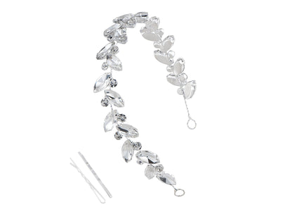 Alilang Silvery Bridal Wedding Headpiece Clear Zirconia Cubic Crystal Drop Leaf Hair Vine Accessory