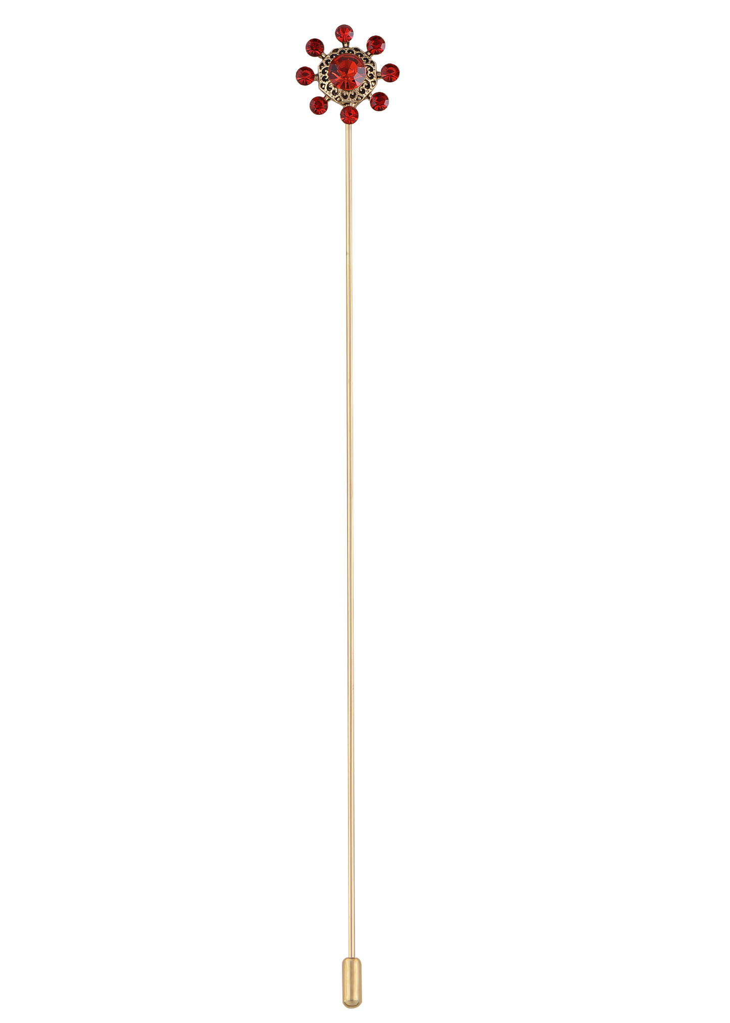 Floral Accent Hat Pin with Rhinestone 8 in Long