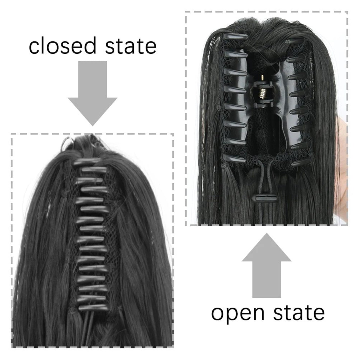 Claw Clip Long Straight Ponytail Extension Natural-Looking Hairpiece 24 Inch