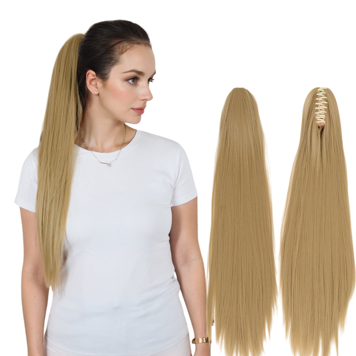 Claw Clip Long Straight Ponytail Extension Natural-Looking Hairpiece 24 Inch