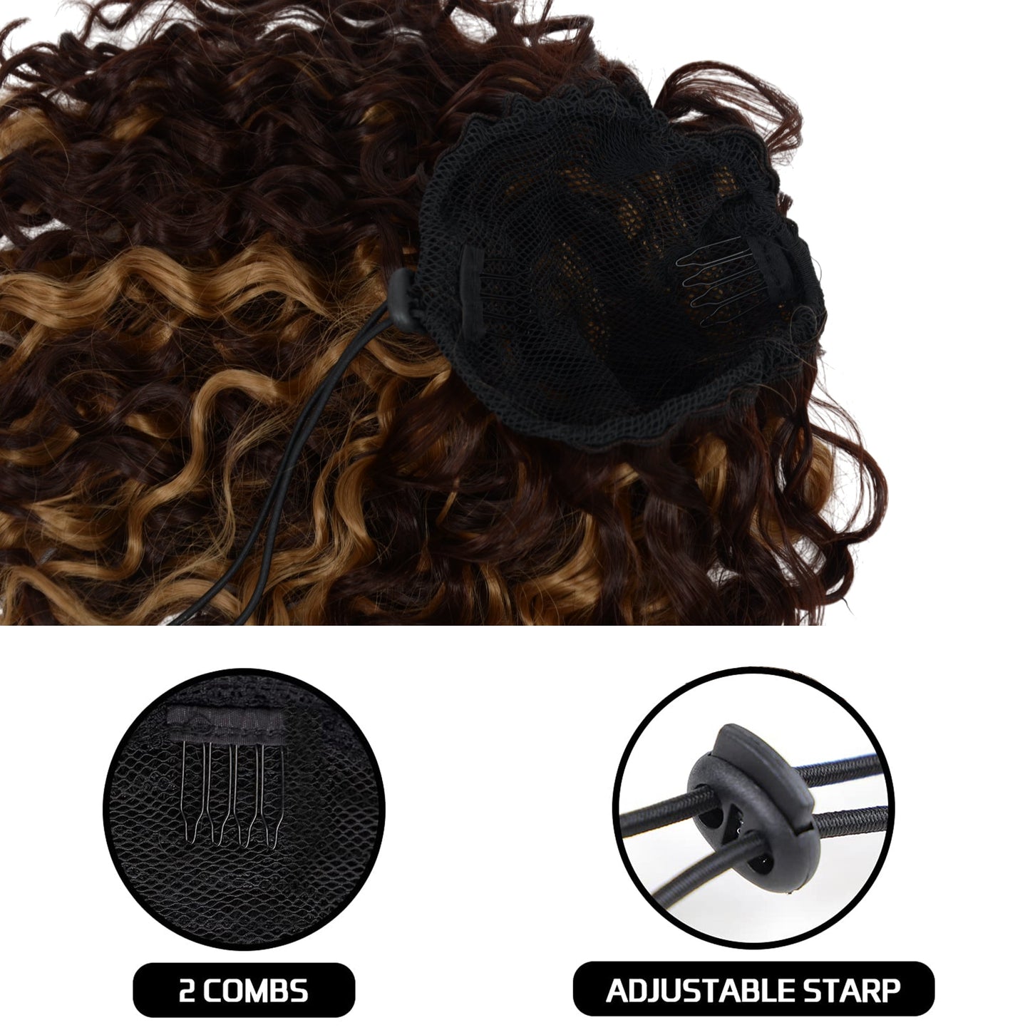 10 Inch Short Curly Drawstring Ponytail Extension for Women Synthetic Clip-In Ponytail Hairpiece for Daily Use