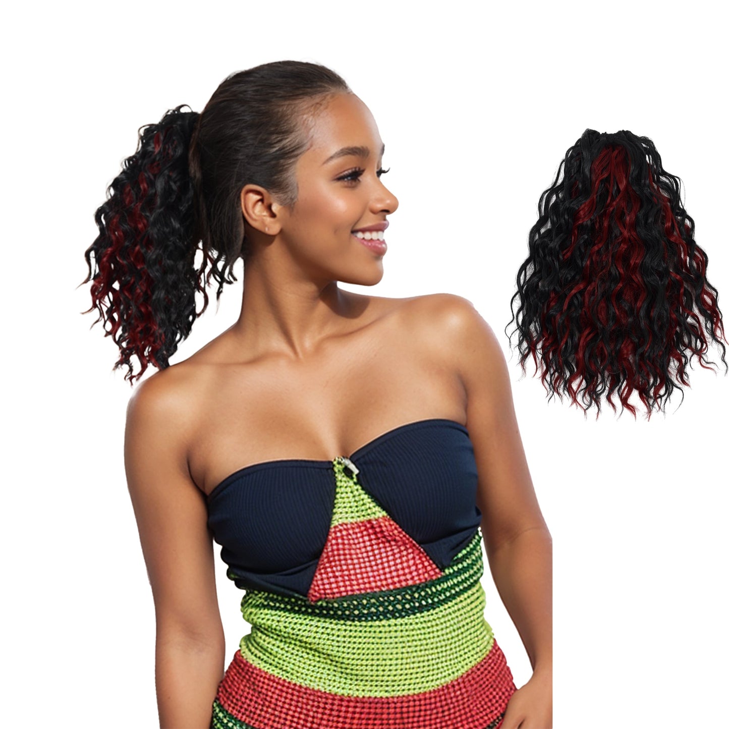 10 Inch Short Curly Drawstring Ponytail Extension for Women Synthetic Clip-In Ponytail Hairpiece for Daily Use