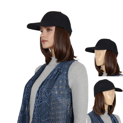 Adjustable Short Hair Wig Baseball Cap for Women with Natural Looking 10 Inch Bob Hairpiece for Outdoor and Daily Wear