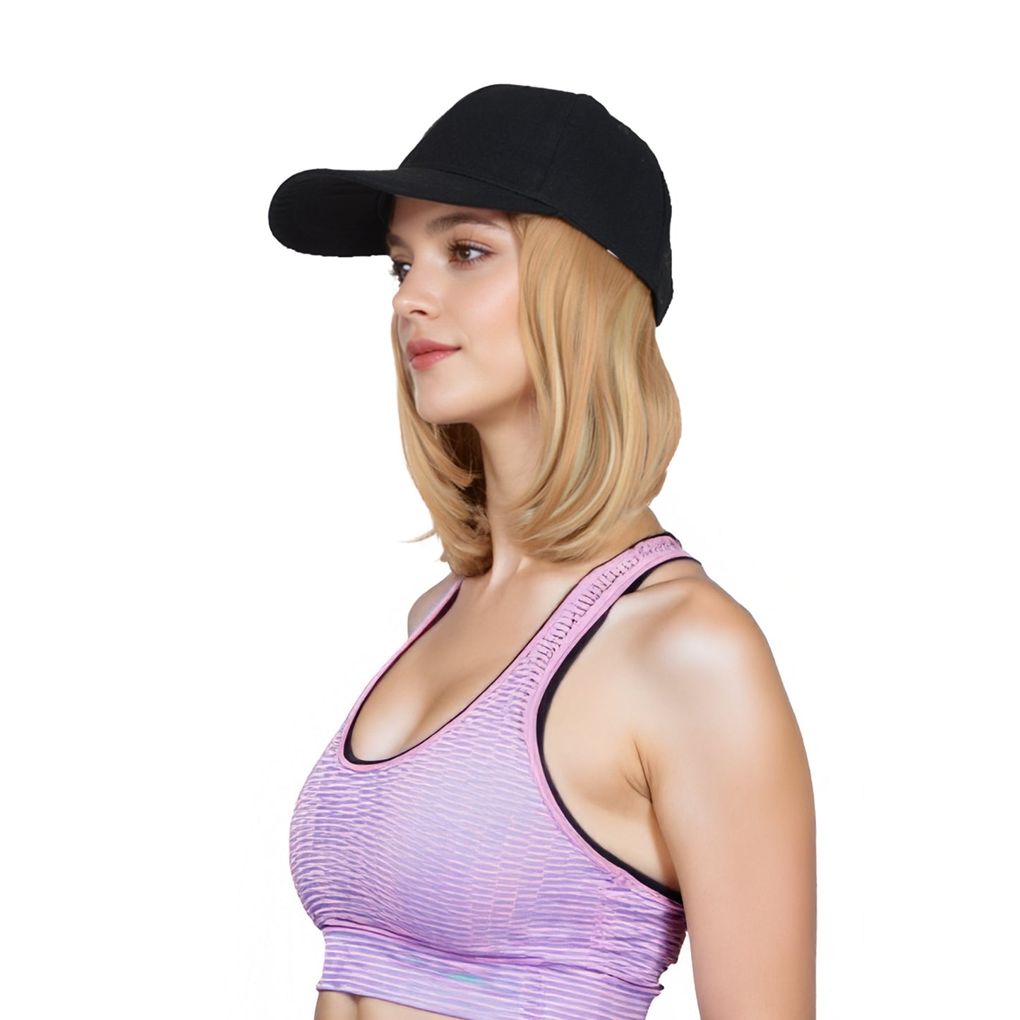 Adjustable Short Hair Wig Baseball Cap for Women with Natural Looking 10 Inch Bob Hairpiece for Outdoor and Daily Wear