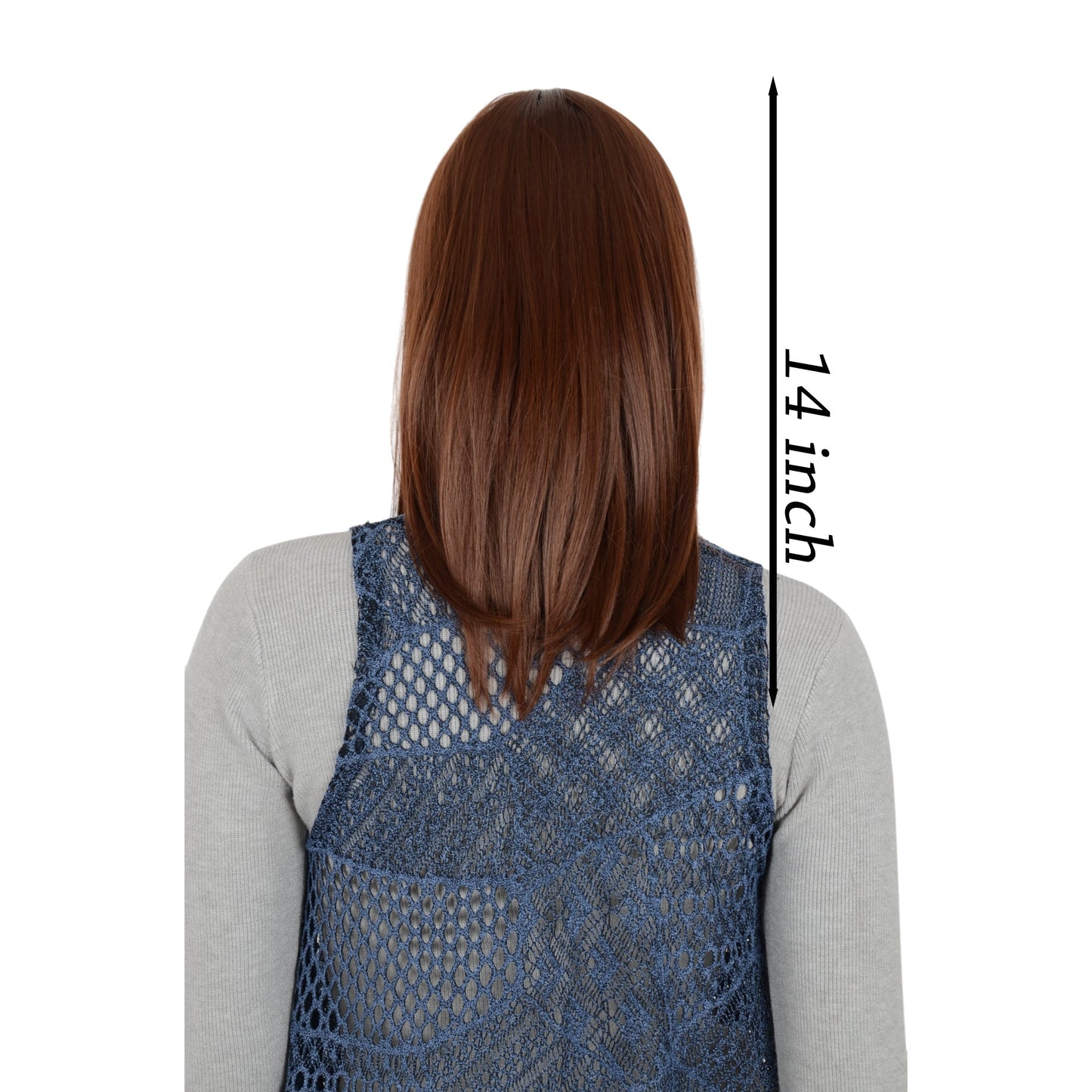 Medium Length Straight Bob Wigs 14 inch Synthetic with Bangs Daily Party Cosplay Hair Wig for Wome