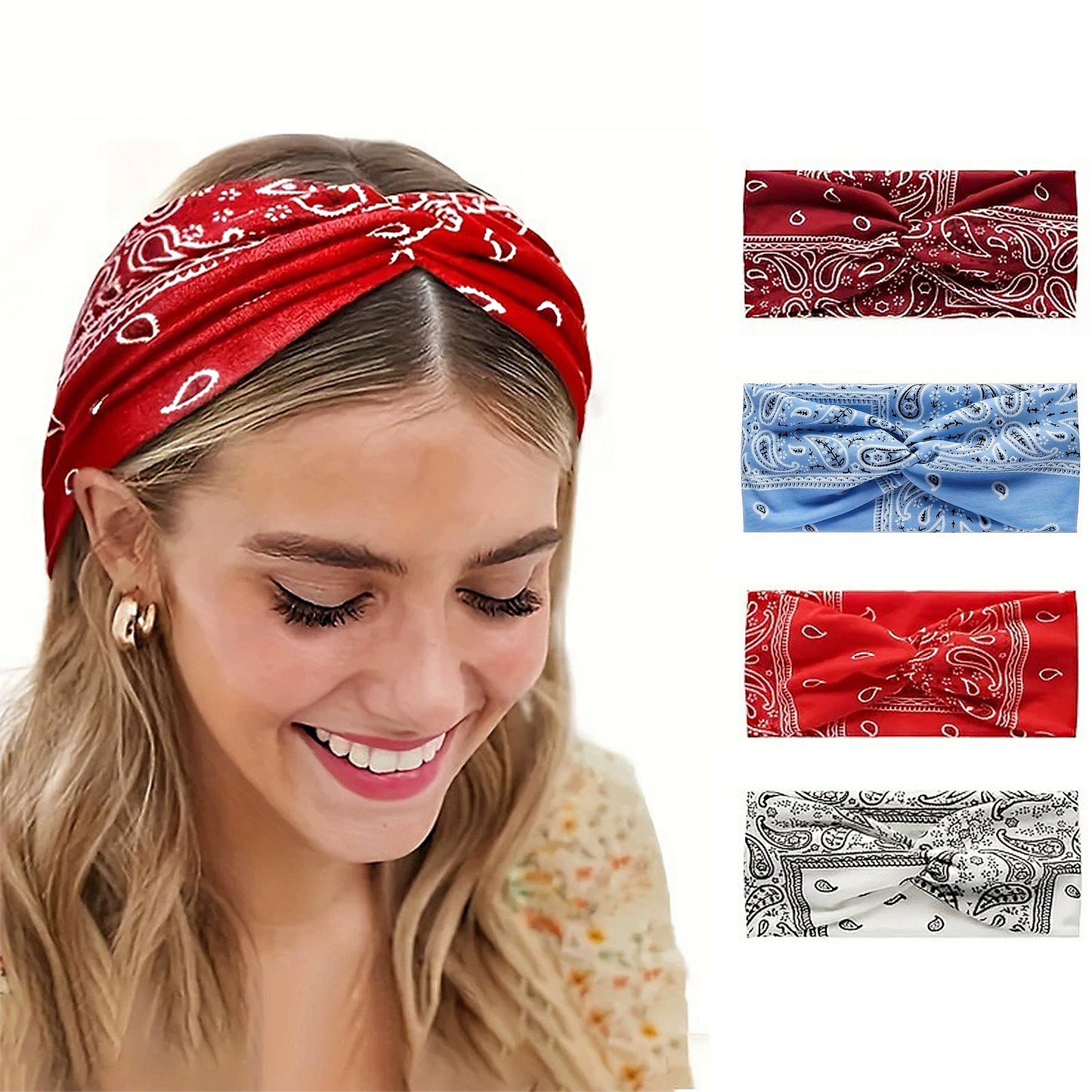 Fashion Paisley Headbands Boho Style Moisture-Wicking Quick-Dry Elastic Sweat Hairband