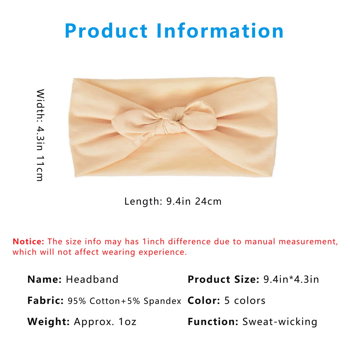 Fashion Bow Headbands Solid Color Moisture-Wicking Quick-Dry Elastic Sweat Hairbands