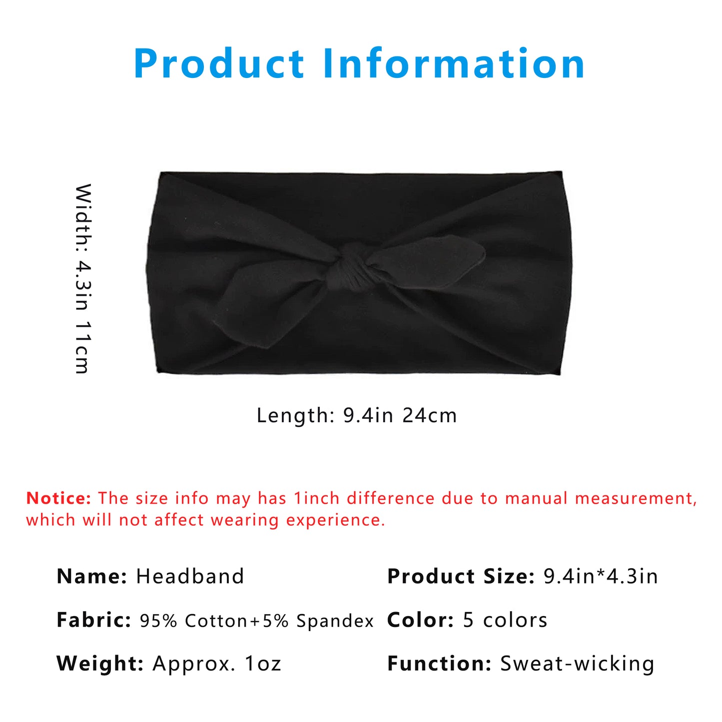 Fashion Bow Headbands Solid Color Moisture-Wicking Quick-Dry Elastic Sweat Hairbands