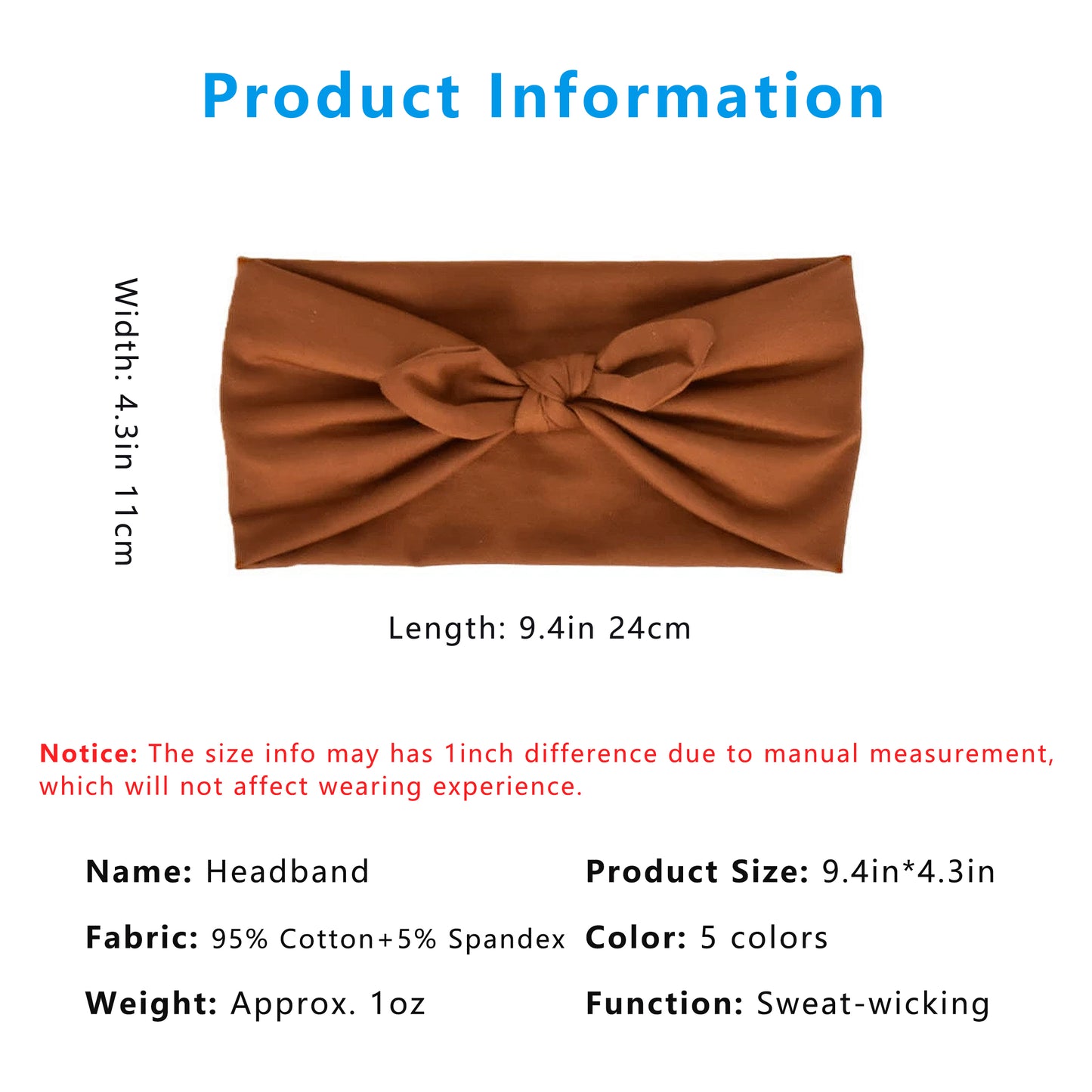 Fashion Bow Headbands Solid Color Moisture-Wicking Quick-Dry Elastic Sweat Hairbands