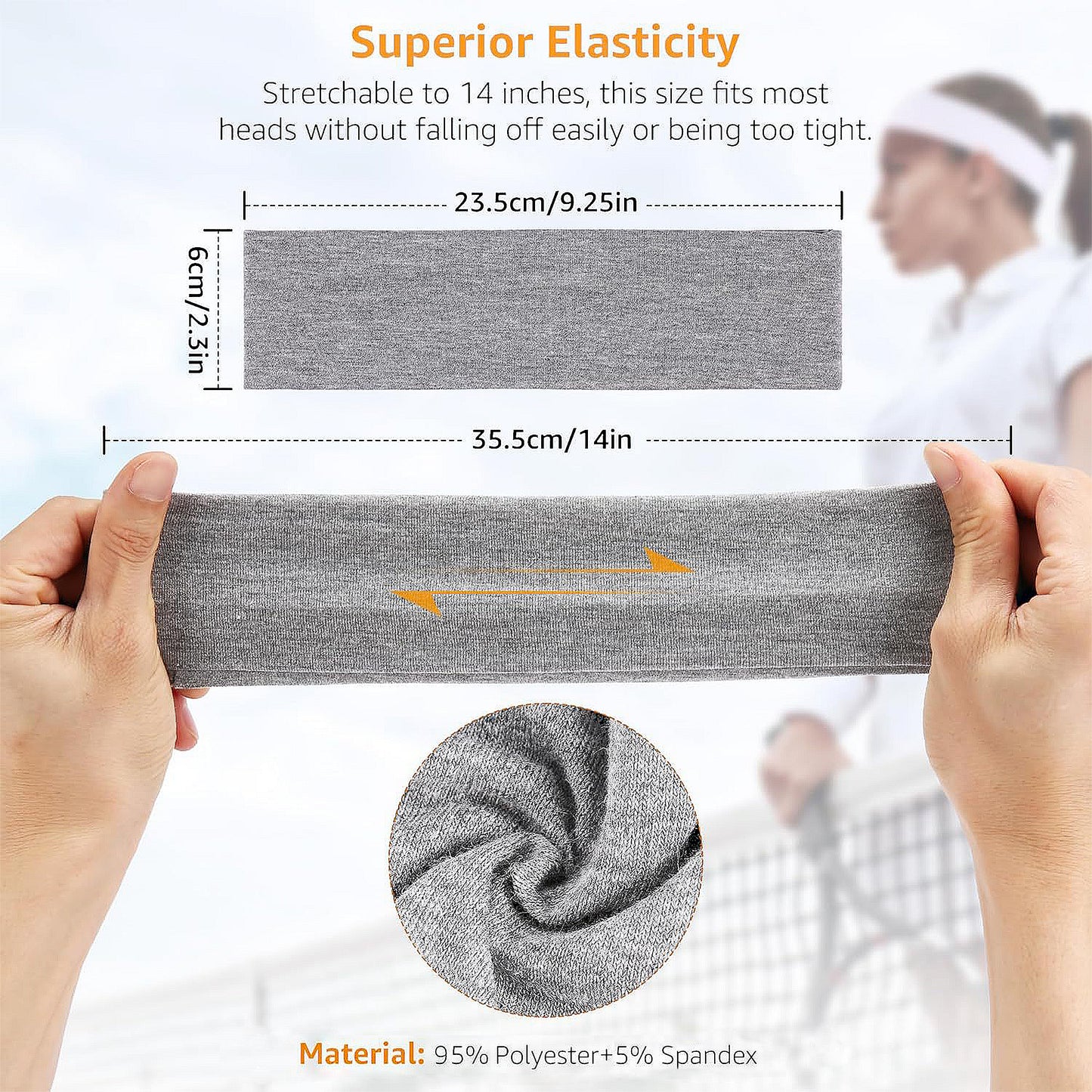 Sports Headbands, Solid Color, Moisture-Wicking Quick-Dry for Sports Yoga Workouts Running Unisex