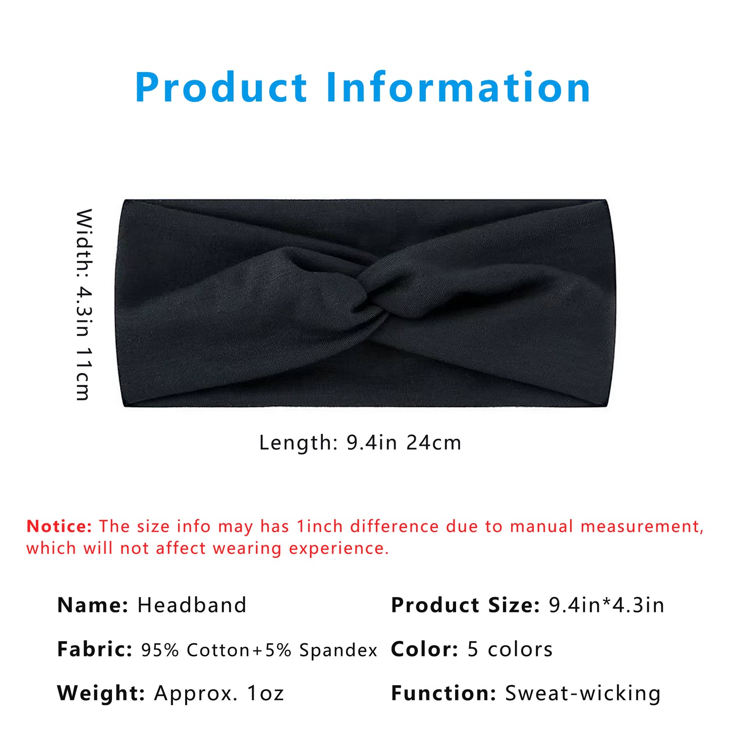 Fashion Headbands, Knoted Design, Soft Comfy Moisture-Wicking Sports Hairbands