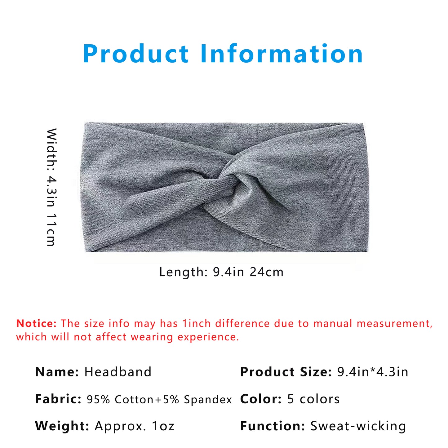 Fashion Headbands, Knoted Design, Soft Comfy Moisture-Wicking Sports Hairbands