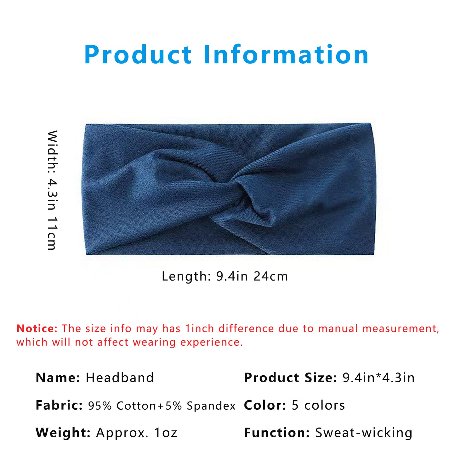 Fashion Headbands, Knoted Design, Soft Comfy Moisture-Wicking Sports Hairbands
