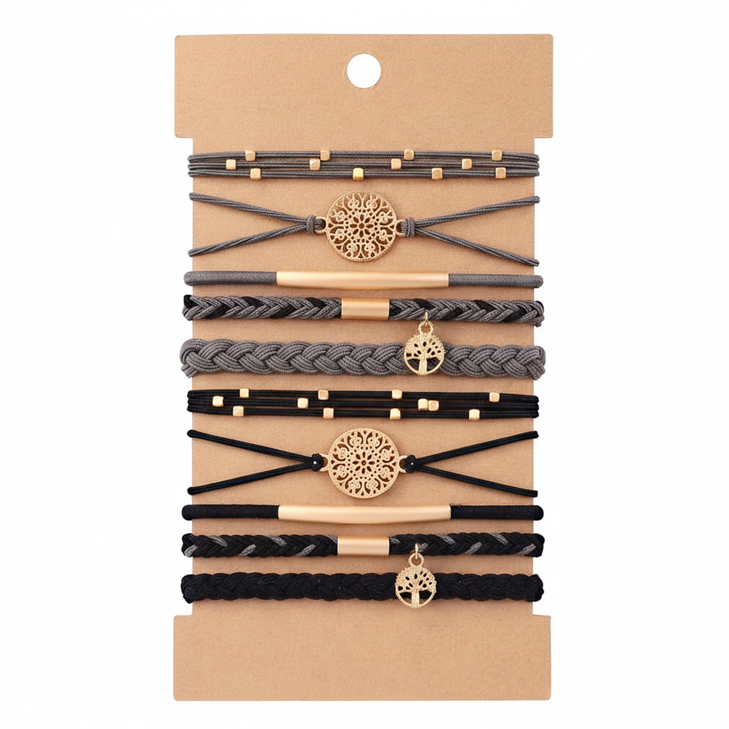10PCs Hair Ties Bracelet for Women 5 Styles Soft Braided Boho Hair Bands Elastic Hair Accessories