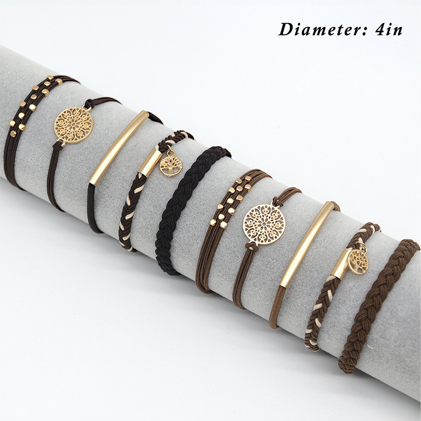 10PCs Hair Ties Bracelet for Women 5 Styles Soft Braided Boho Hair Bands Elastic Hair Accessories