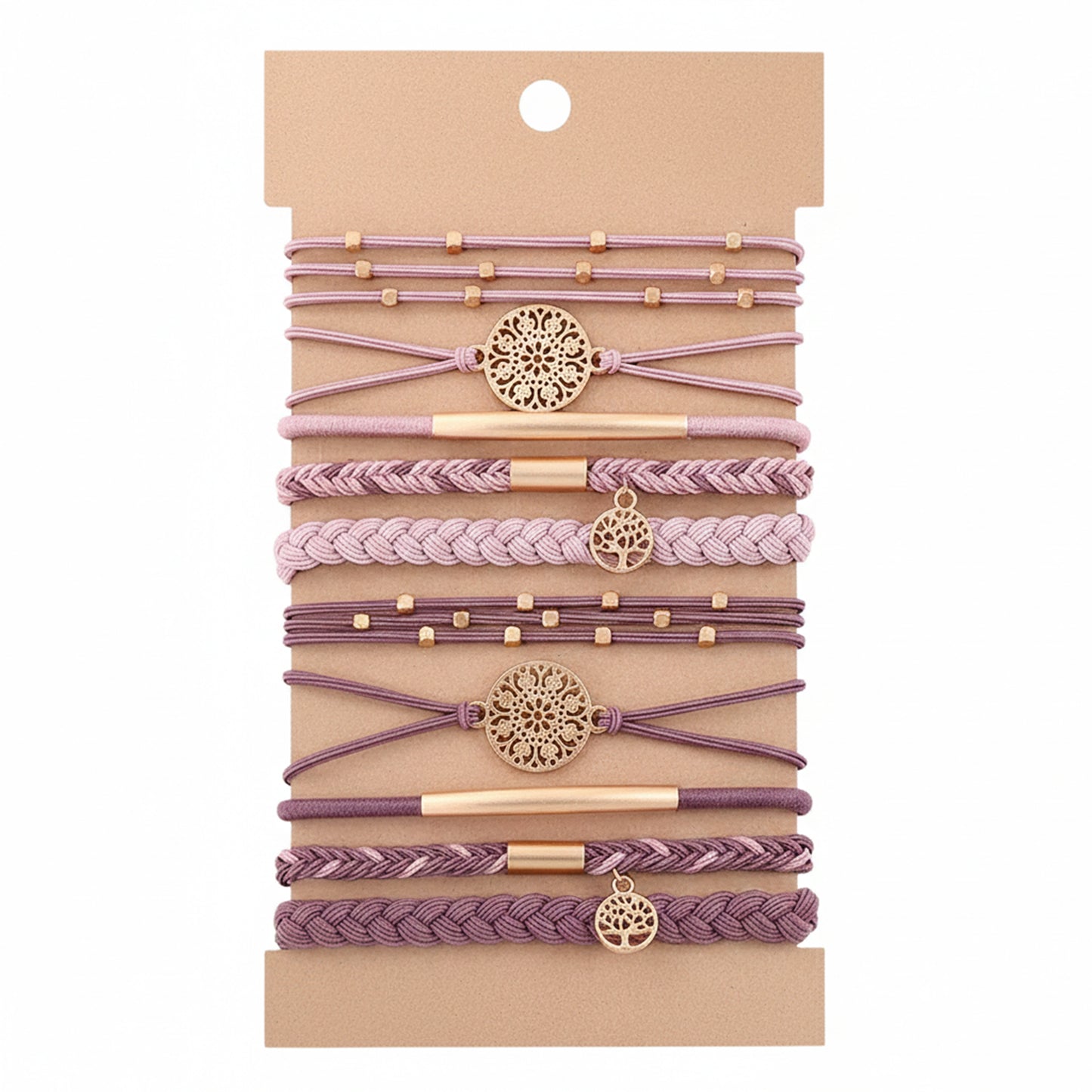 10PCs Hair Ties Bracelet for Women 5 Styles Soft Braided Boho Hair Bands Elastic Hair Accessories