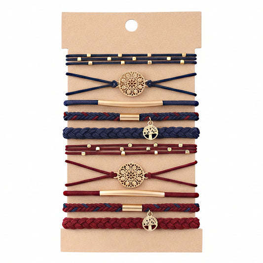 10PCs Hair Ties Bracelet for Women 5 Styles Soft Braided Boho Hair Bands Elastic Hair Accessories