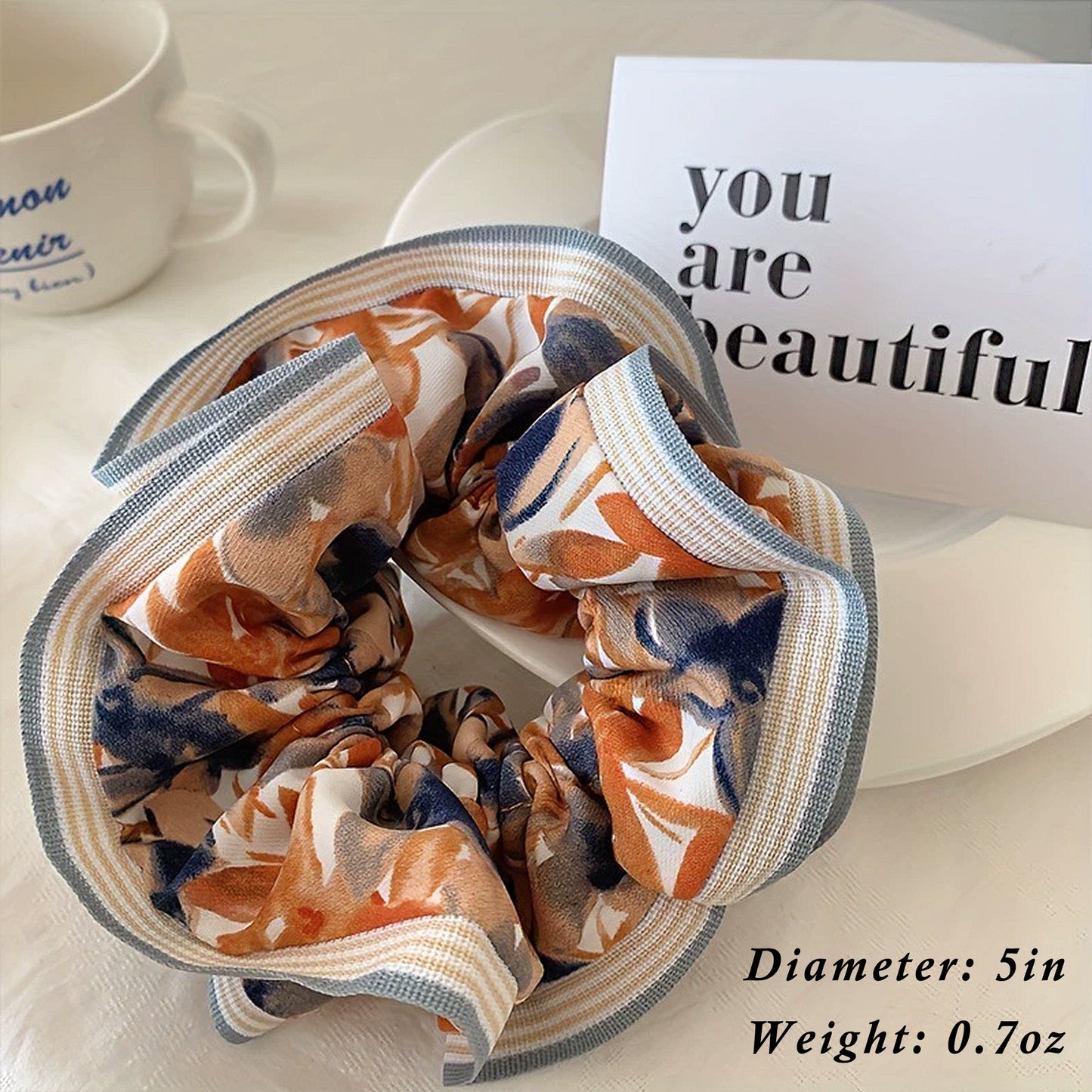 Retro Boho Oil Painting Hair Bands Ties Large Floral Scrunchies Elastic Hair Accessories for Women