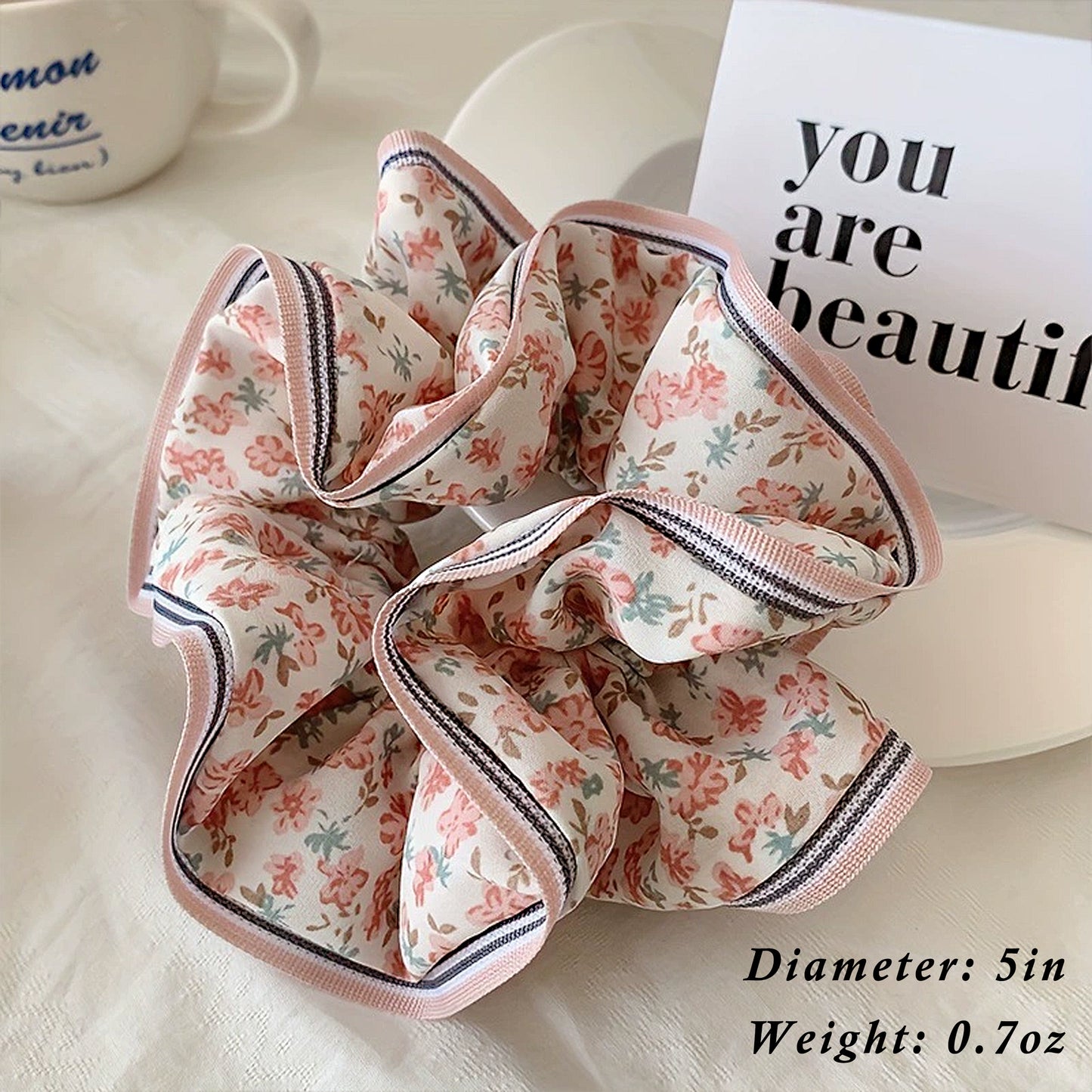 Retro Boho Oil Painting Hair Bands Ties Large Floral Scrunchies Elastic Hair Accessories for Women