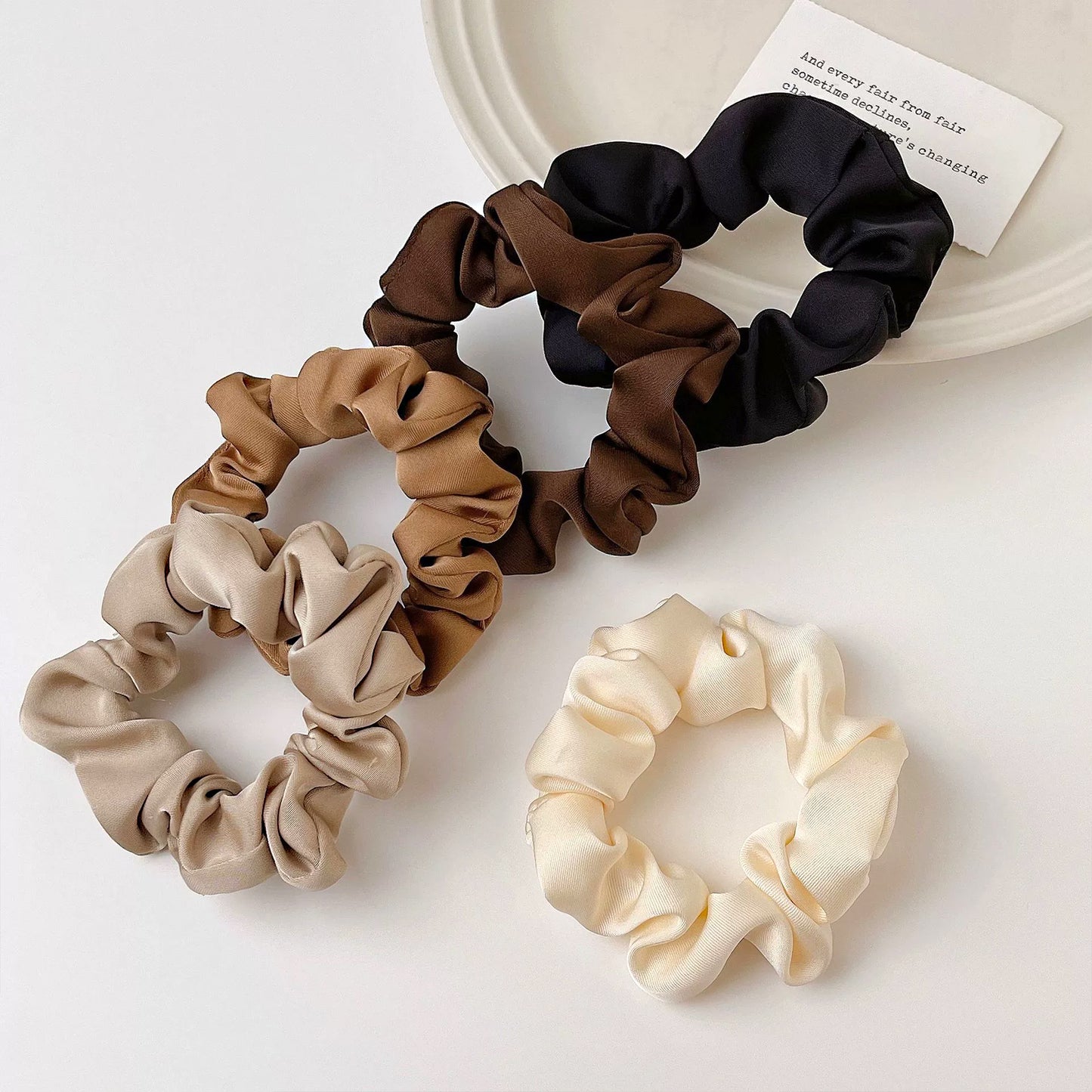 5PCs Classic Solid Color Hair Scrunchies Ties Hair Band Accessories for Women and Girls