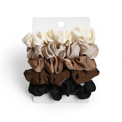 5PCs Classic Solid Color Hair Scrunchies Ties Hair Band Accessories for Women and Girls