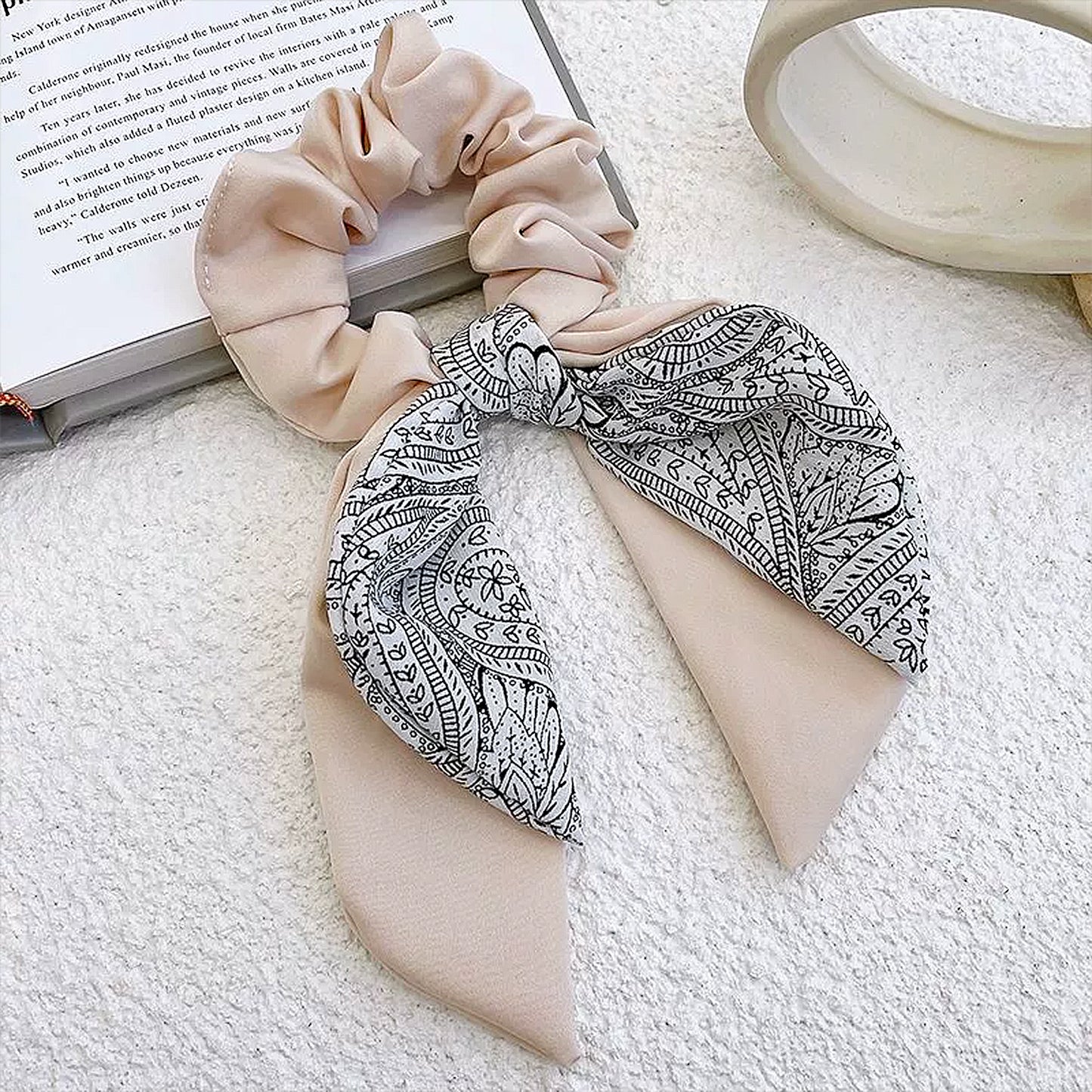 Fashion Elastic Hair Ties with Bows, Hair Scrunchies with Knotted Bow Ribbon for Women