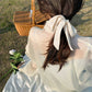 Knotted Bow Satin Hair Scrunchies Ties Elastic Hair Scarf Hair Bands Ponytail Holder for Women Girls
