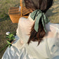 Knotted Bow Satin Hair Scrunchies Ties Elastic Hair Scarf Hair Bands Ponytail Holder for Women Girls