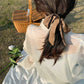Knotted Bow Satin Hair Scrunchies Ties Elastic Hair Scarf Hair Bands Ponytail Holder for Women Girls