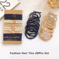 Textured Woven Elastic Hair Ties 10 PCs Assorted Stretch Ponytail Holders for Women and Girls