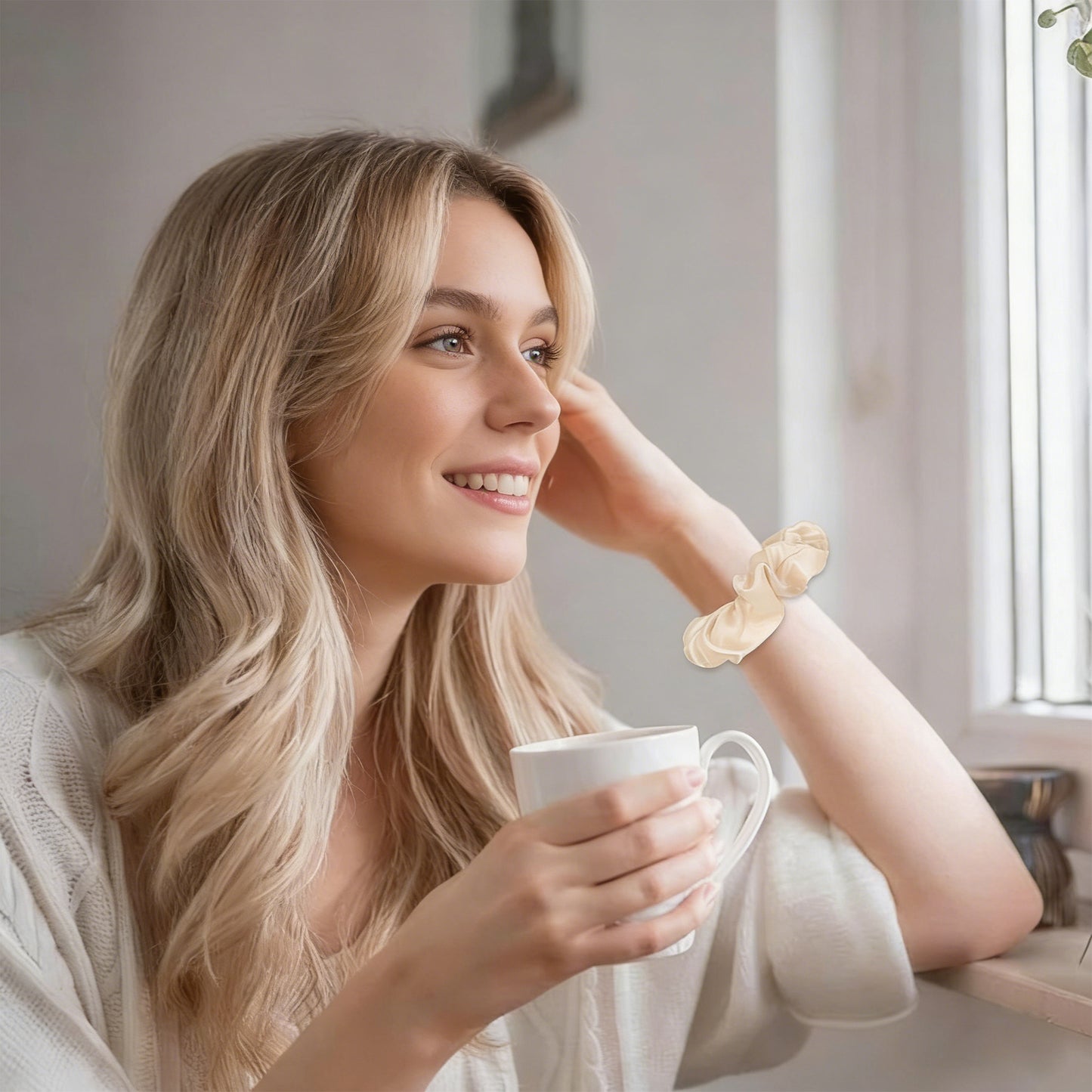 3 PCs Soft Satin Scrunchies Elastic Hair Tie Gentle Stretch Ponytail Holder for Women