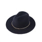 Women Wide Brim Fedora Hat with Gold Chain Band