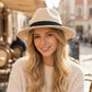 Classic Wide Brim Felt Fedora Hat with Grosgrain Band